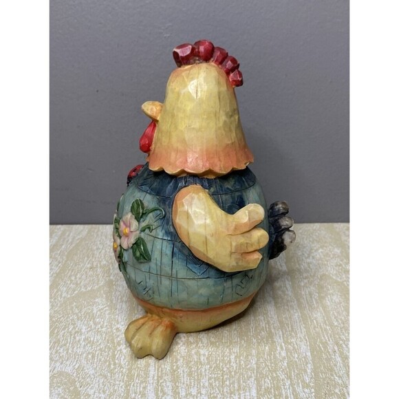 Fat Yellow Rooster Free Standing w/Ladybug/Beatle in His Flowering Clothes - Picture 2 of 7